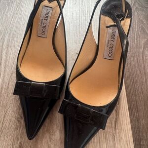 Jimmy Choo Glossy Black Slingback Heels